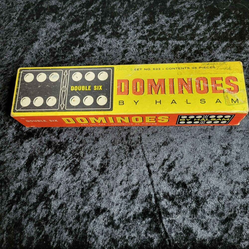 Vintage Halsam Double Six Dominoes Set No. 623 28 Pieces